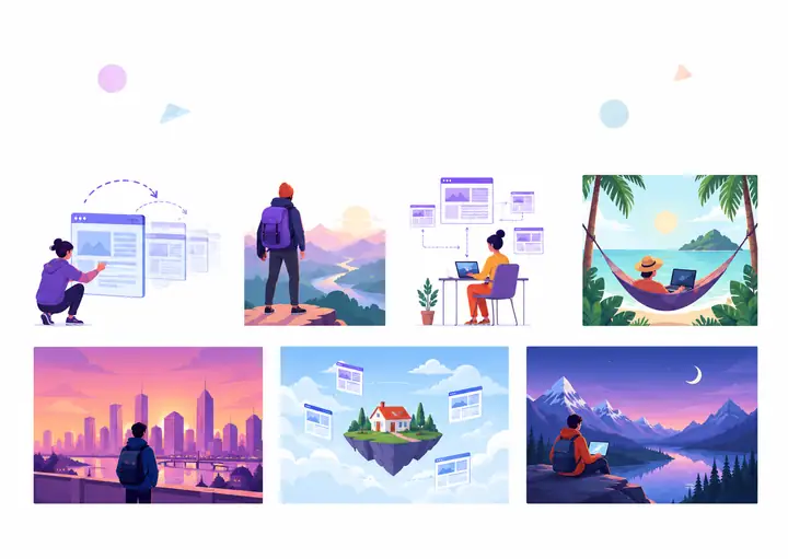 Galerie d’illustrations éditoriales avec de grandes prévisualisations d’œuvres